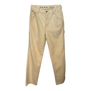 Tan Cotton Twill Chinos with Straight-Leg Design